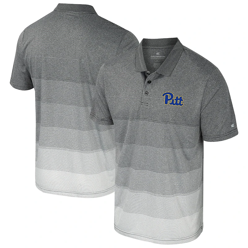 Men's Colosseum Gray Pitt Panthers Striped Mesh Polo