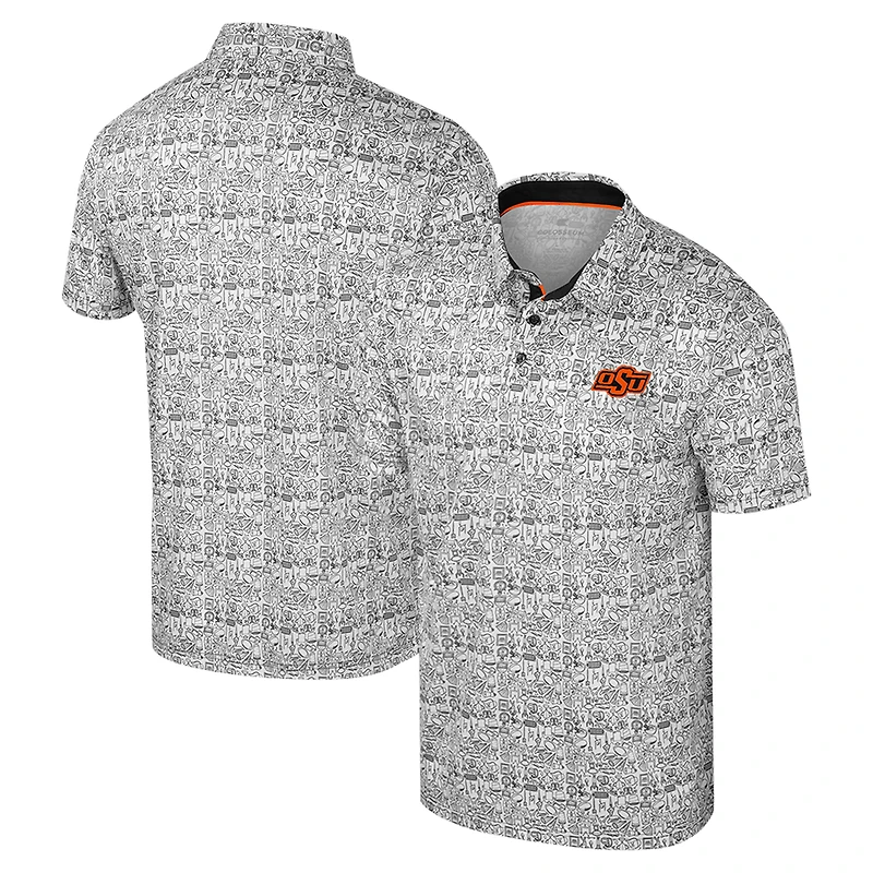 Men's Colosseum Orange Oklahoma State Cowboys It's Time! Allover Print Polo