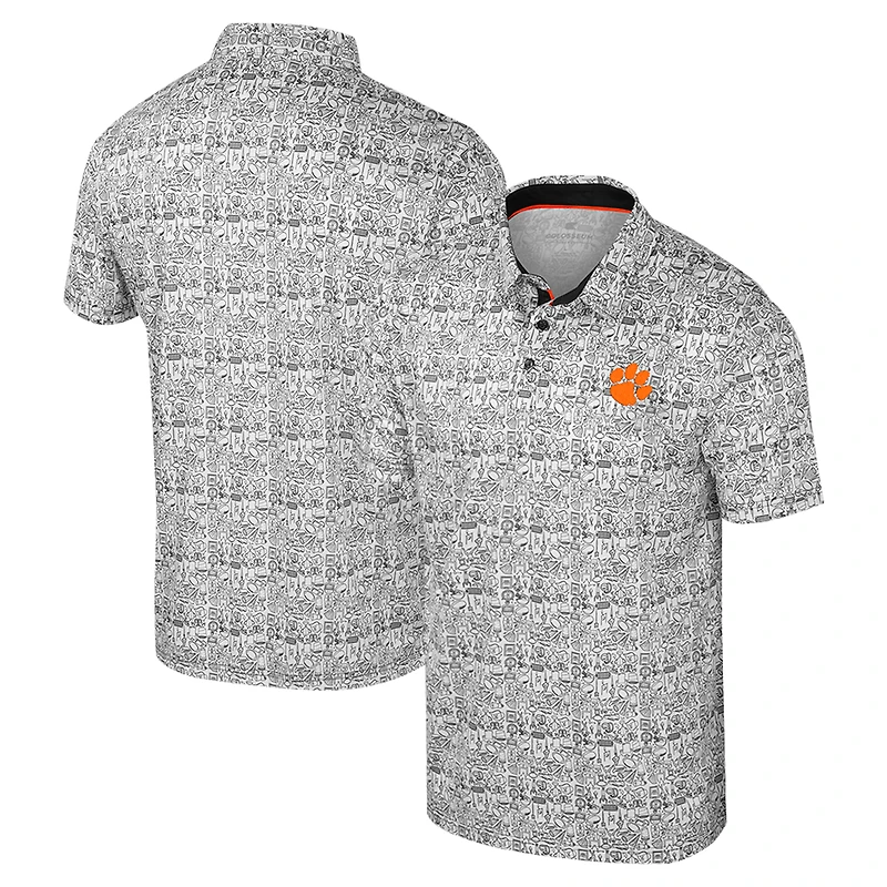 Men's Colosseum Black Clemson Tigers It's Time! Allover Print Polo