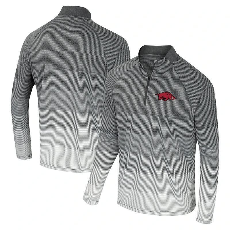 Men's Colosseum Gray Arkansas Razorbacks AI Striped Mesh Quarter-Zip Raglan Windshirt