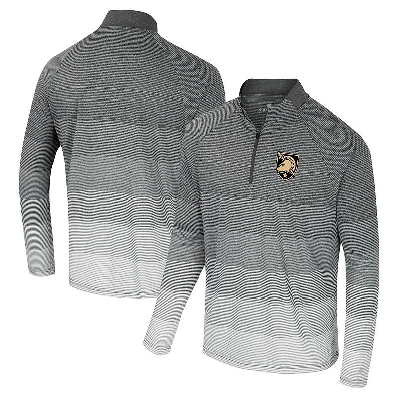 Men's Colosseum Gray Army Black Knights AI Striped Mesh Quarter-Zip Raglan Windshirt