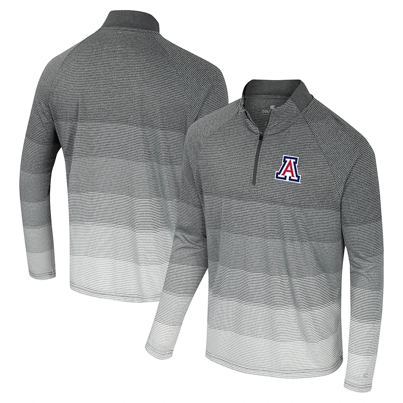 Men's Colosseum Gray Arizona Wildcats AI Striped Mesh Quarter-Zip Raglan Windshirt