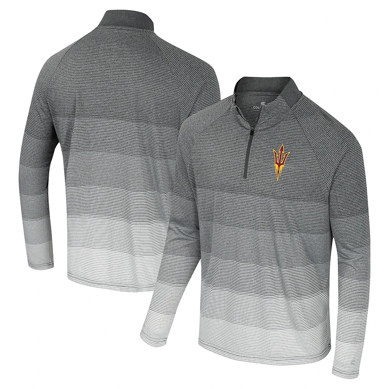 Men's Colosseum  Gray Arizona State Sun Devils AI Striped Mesh Quarter-Zip Raglan Windshirt