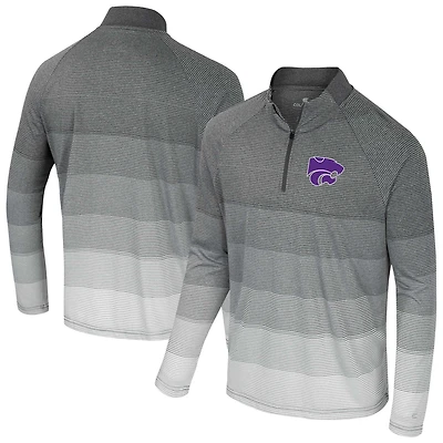 Men's Colosseum Gray Kansas State Wildcats AI Striped Mesh Quarter-Zip Raglan Windshirt