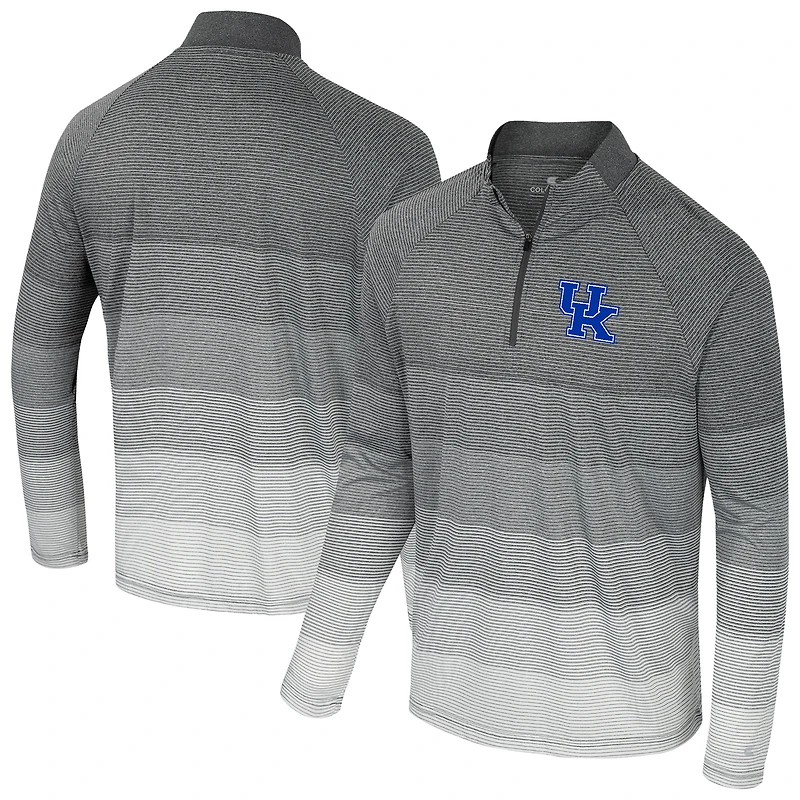 Men's Colosseum Gray Kentucky Wildcats AI Striped Mesh Quarter-Zip Raglan Windshirt