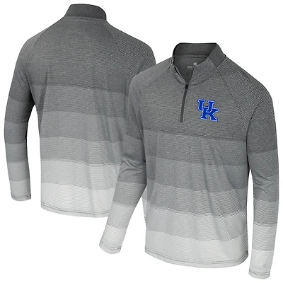 Men's Colosseum  Gray Kentucky Wildcats AI Striped Mesh Quarter-Zip Raglan Windshirt