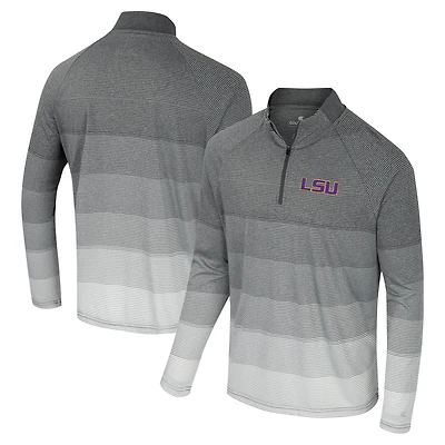 Men's Colosseum Gray LSU Tigers AI Striped Mesh Quarter-Zip Raglan Windshirt
