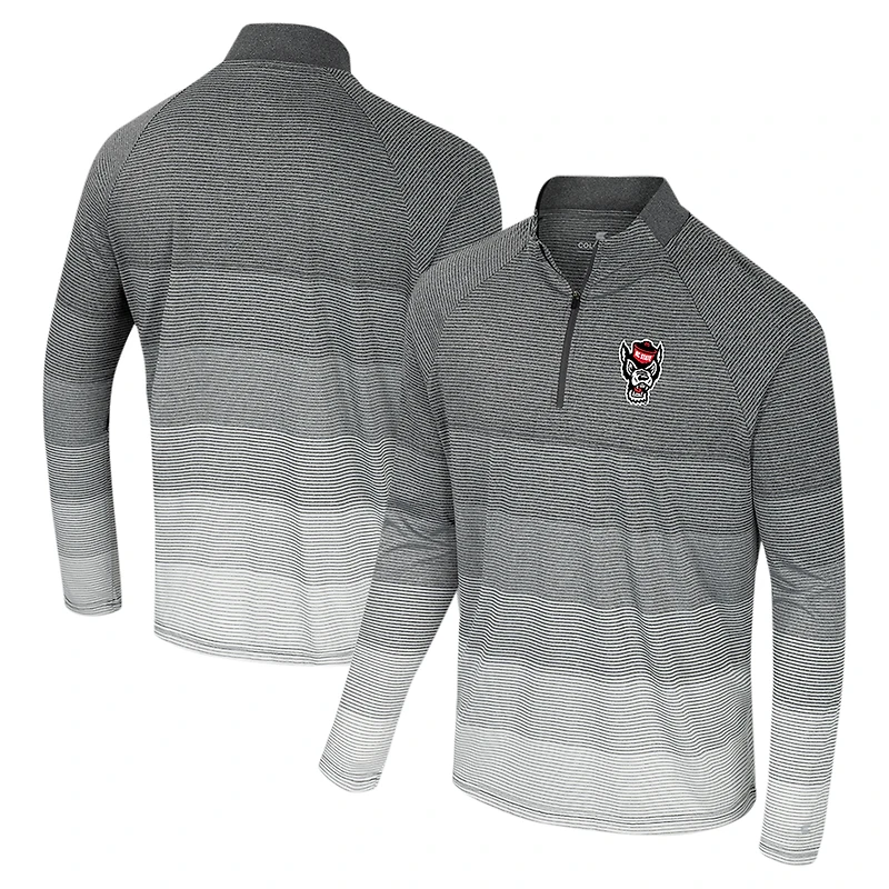 Men's Colosseum Gray NC State Wolfpack AI Striped Mesh Quarter-Zip Raglan Windshirt