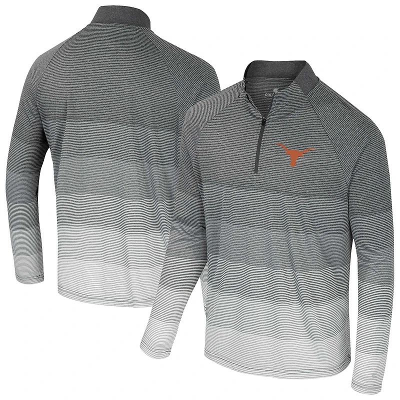 Men's Colosseum Gray Texas Longhorns AI Striped Mesh Quarter-Zip Raglan Windshirt