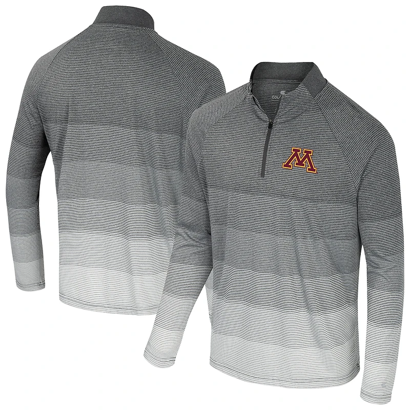 Men's Colosseum Gray Minnesota Golden Gophers AI Striped Mesh Quarter-Zip Raglan Windshirt