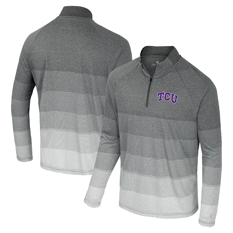 Men's Colosseum Gray TCU Horned Frogs AI Striped Mesh Quarter-Zip Raglan Windshirt