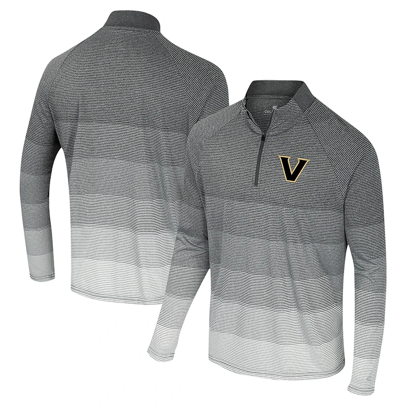 Men's Colosseum Gray Vanderbilt Commodores AI Striped Mesh Quarter-Zip Raglan Windshirt