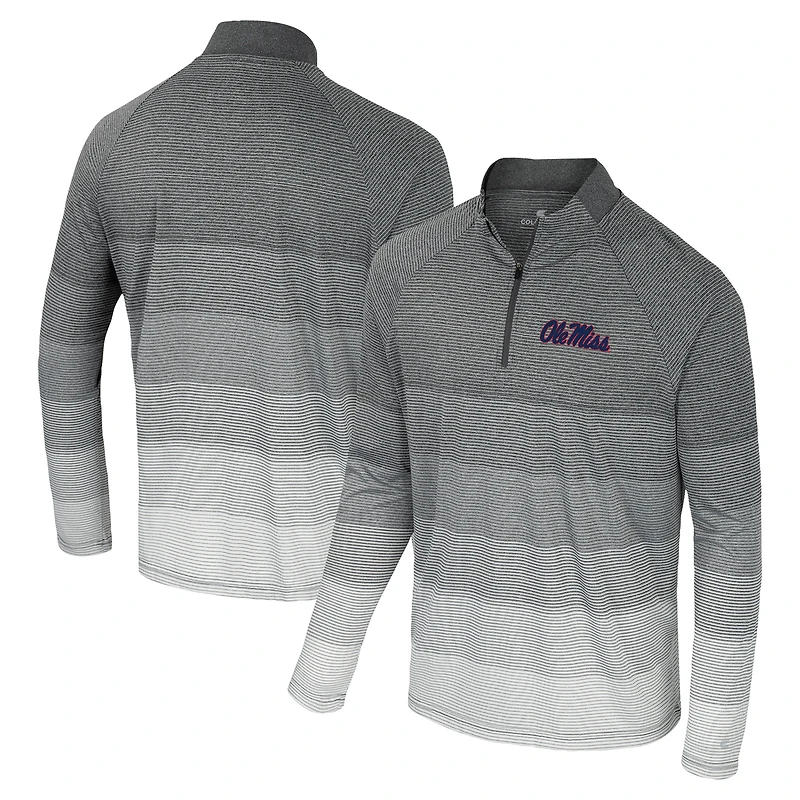 Men's Colosseum Gray Ole Miss Rebels AI Striped Mesh Quarter-Zip Raglan Windshirt