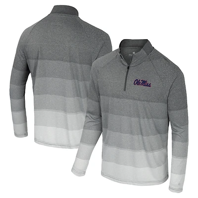 Men's Colosseum Gray Ole Miss Rebels AI Striped Mesh Quarter-Zip Raglan Windshirt