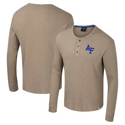 Men's Colosseum  Tan Air Force Falcons Great Outdoors Henley Long Sleeve Shirt