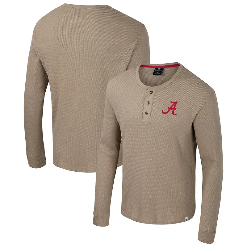 Men's Colosseum Tan Alabama Crimson Tide Great Outdoors Henley Long Sleeve Shirt