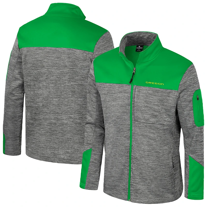 Men's Colosseum Gray/Green Oregon Ducks Guard Full-Zip Jacket