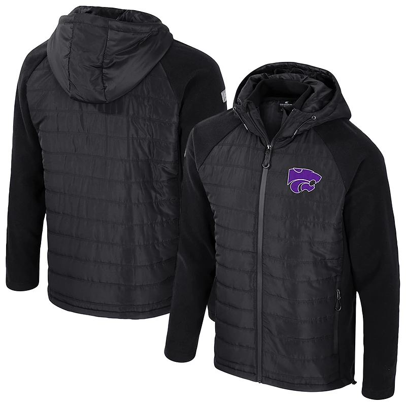 Men's Colosseum Black Kansas State Wildcats Block The Sun Full-Zip Hoodie Jacket