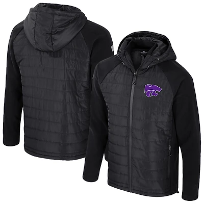 Men's Colosseum Black Kansas State Wildcats Block The Sun Full-Zip Hoodie Jacket