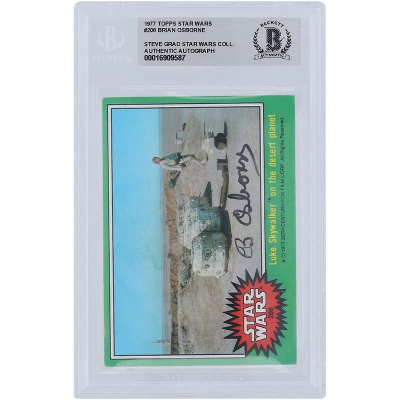 Brian Osborne Star Wars Autographed 1977 Topps #208 BGS Authenticated Card