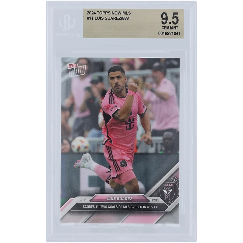 Luis Suarez Inter Miami CF Unsigned 2024 Topps Now MLS 1st 2 Goals #11 BGS Authenticated 9.5 Card