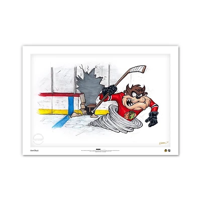 Tasmanian Devil Chicago Blackhawks 24" x 36" Looney Tunes Limited Edition Fine Art Print