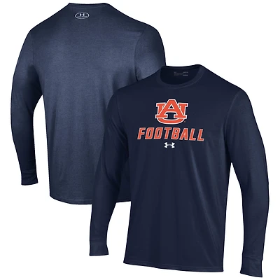 Men's Under Armour Navy Auburn Tigers Football Performance Long Sleeve T-Shirt