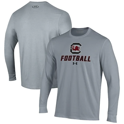 Men's Under Armour Grey South Carolina Gamecocks Football Performance Long Sleeve T-Shirt