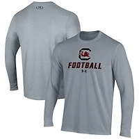 Men's Under Armour Grey South Carolina Gamecocks Football Performance Long Sleeve T-Shirt