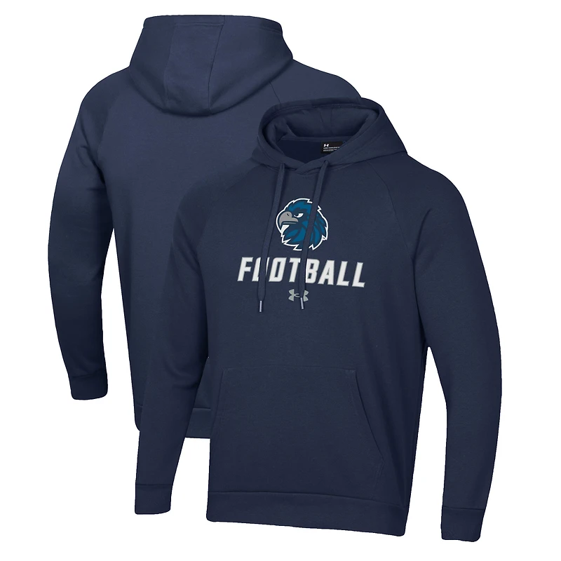 Men's Under Armour Navy Monmouth Hawks Football Rival Fleece Pullover Hoodie
