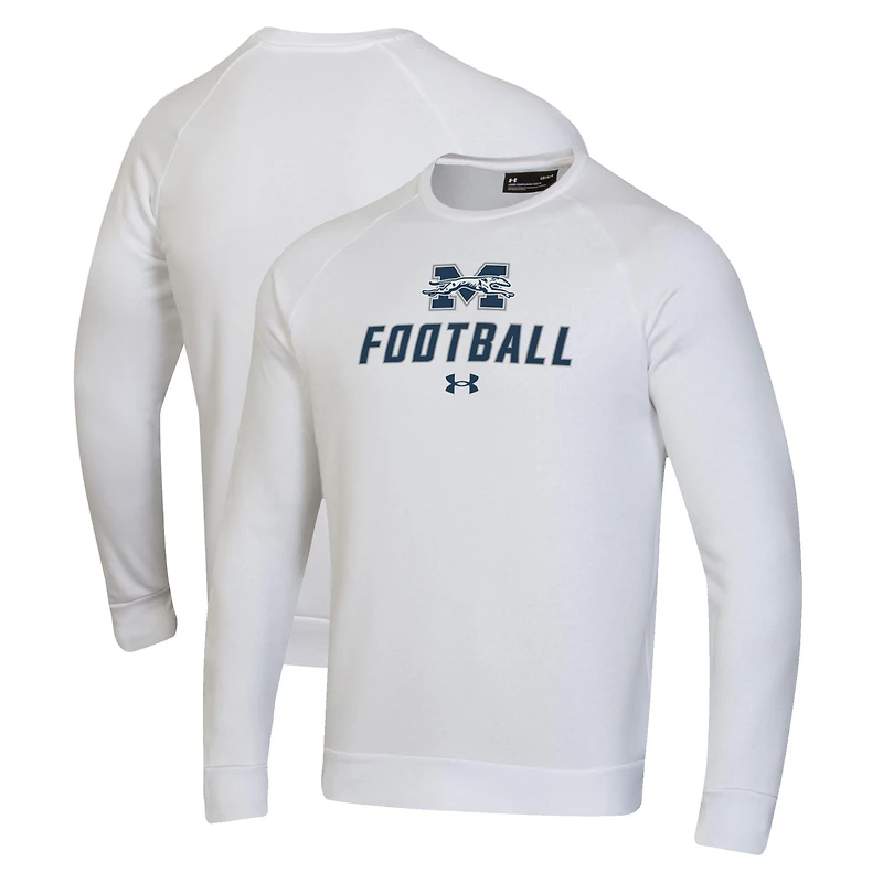 Men's Under Armour  White Moravian Greyhounds Football Rival Fleece Raglan Pullover Sweatshirt