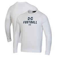 Men's Under Armour  White Moravian Greyhounds Football Rival Fleece Raglan Pullover Sweatshirt