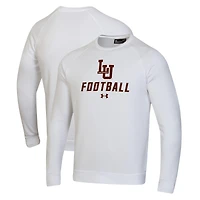 Men's Under Armour  White Lehigh Mountain Hawks Football Rival Fleece Raglan Pullover Sweatshirt