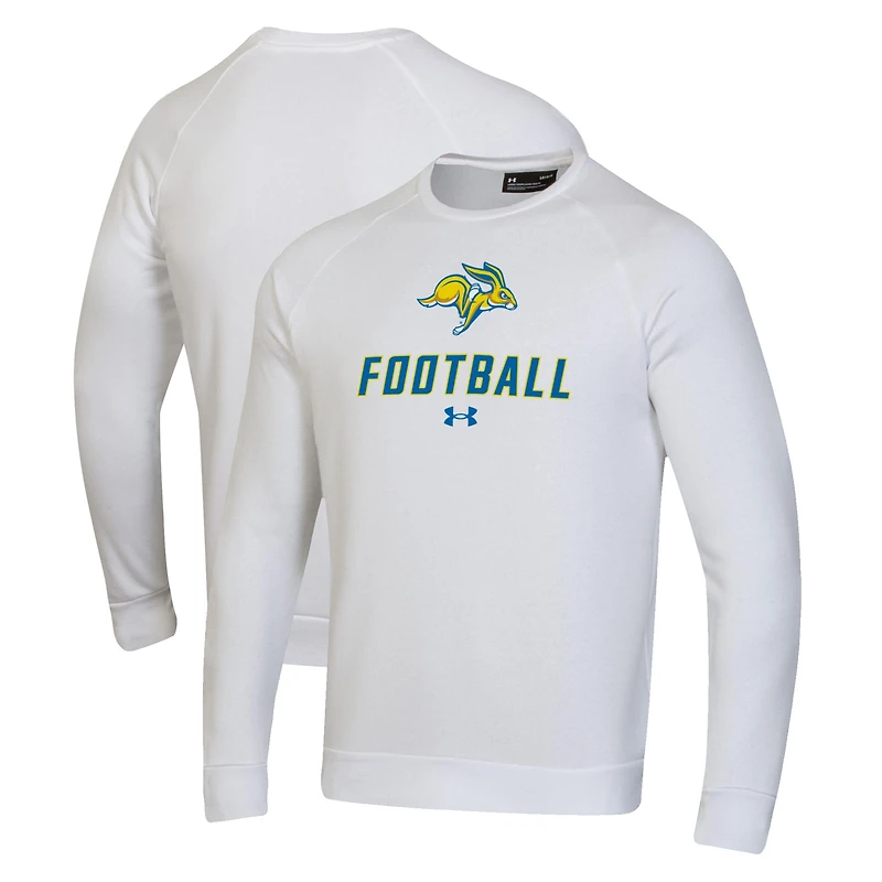Men's Under Armour  White South Dakota State Jackrabbits Football Rival Fleece Raglan Pullover Sweatshirt