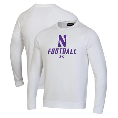 Men's Under Armour White Northwestern Wildcats Football Rival Fleece Raglan Pullover Sweatshirt