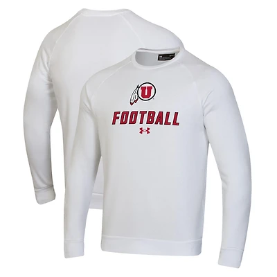 Men's Under Armour  White Utah Utes Football Rival Fleece Raglan Pullover Sweatshirt