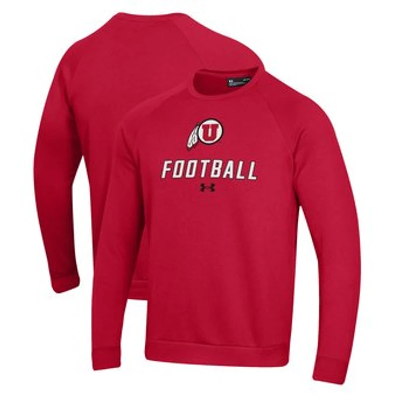 Men's Under Armour Red Utah Utes Football Rival Fleece Raglan Pullover Sweatshirt