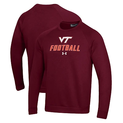 Men's Under Armour  Maroon Virginia Tech Hokies Football Rival Fleece Raglan Pullover Sweatshirt