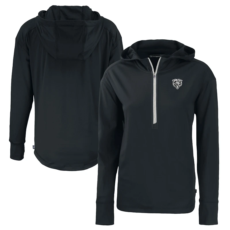 Women's Cutter & Buck  Black Chicago Bears Daybreak Eco Recycled Half-Zip Hoodie