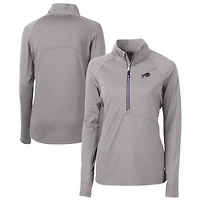 Women's Cutter & Buck  Gray Buffalo Bills Adapt Eco Knit Stretch Recycled Half-Zip Pullover Top