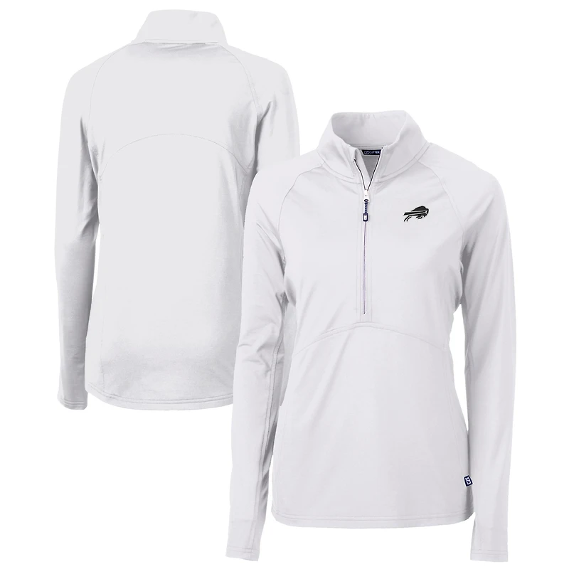 Women's Cutter & Buck  White Buffalo Bills Adapt Eco Knit Stretch Recycled Raglan Half-Zip Top