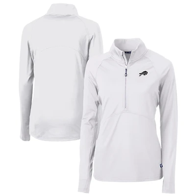 Women's Cutter & Buck  White Buffalo Bills Adapt Eco Knit Stretch Recycled Raglan Half-Zip Top