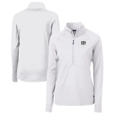 Women's Cutter & Buck  White Cincinnati Bengals Adapt Eco Knit Stretch Recycled Half-Zip Pullover Top