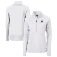 Women's Cutter & Buck  White Cincinnati Bengals Adapt Eco Knit Stretch Recycled Half-Zip Pullover Top