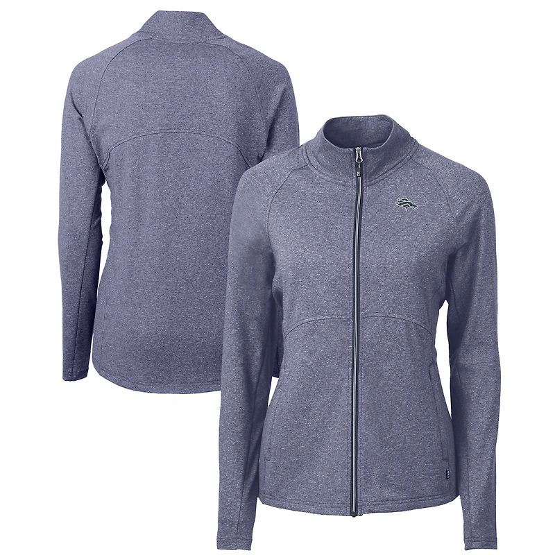 Women's Cutter & Buck  Heather Navy Denver Broncos Adapt Eco Knit Heather Recycled Full-Zip Jacket