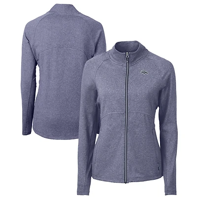 Women's Cutter & Buck  Heather Navy Denver Broncos Adapt Eco Knit Heather Recycled Full-Zip Jacket