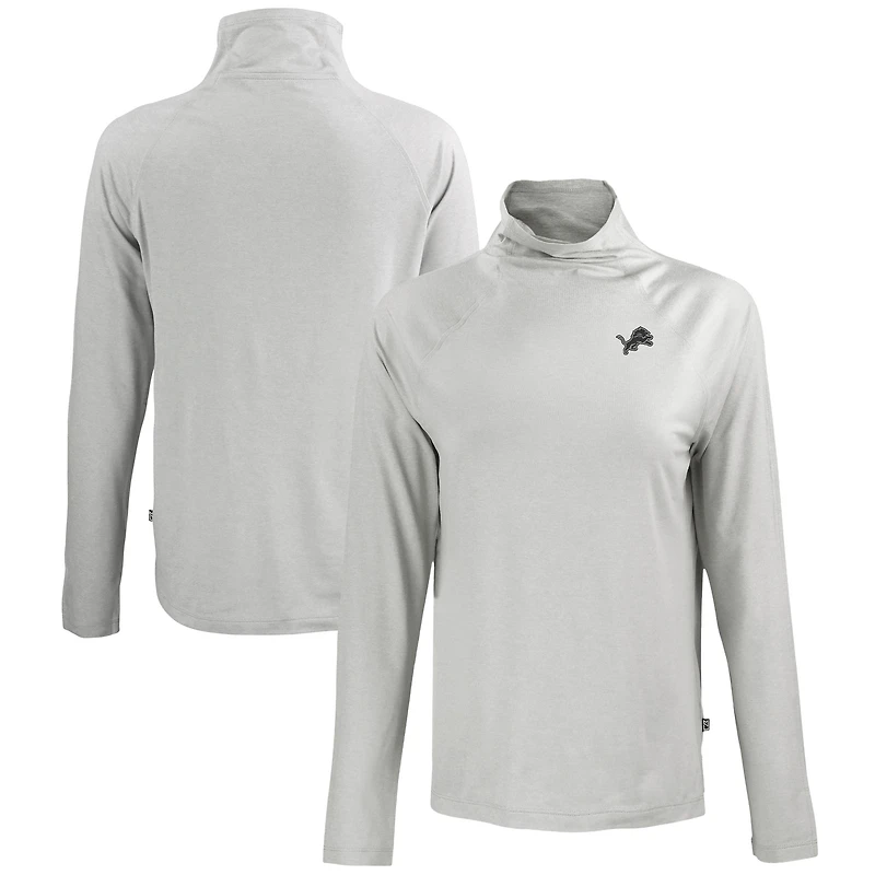 Women's Cutter & Buck Gray Detroit Lions Coastline Epic Comfort Eco Recycled Funnel Neck Pullover Sweatshirt