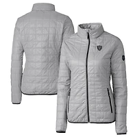 Women's Cutter & Buck Gray Las Vegas Raiders Rainier PrimaLoft Eco Insulated Full-Zip Puffer Jacket