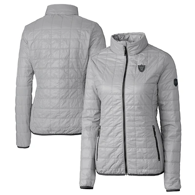 Women's Cutter & Buck Gray Las Vegas Raiders Rainier PrimaLoft Eco Insulated Full-Zip Puffer Jacket