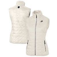 Women's Cutter & Buck Cream Detroit Lions Rainier PrimaLoft Eco Insulated Full-Zip Puffer Vest